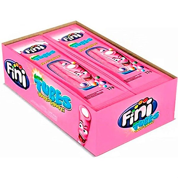 Pacote Bala de Gelatina Tubes Tutti Frutti Doce Fini 17g - 12 Un