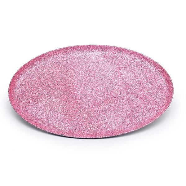Bandeja Decorativa Redonda Rosa 28,5X18X1,5