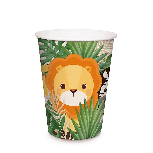 Copo De Papel Safári 2 - 240Ml Pt - 8 Un