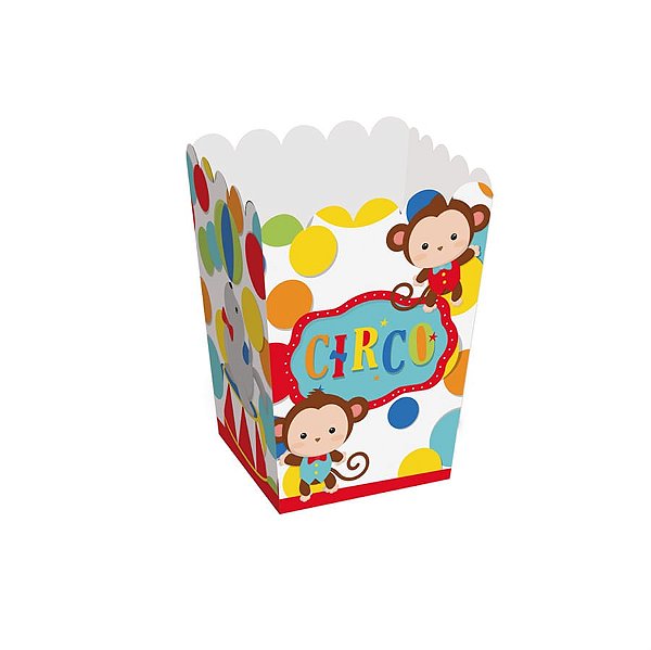 Caixa Para Pipoca Pp Circo 2 - 5,5X5,5X9 Pt - 10 Unidades