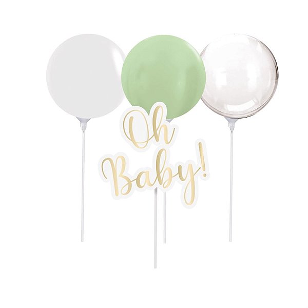 Kit Topo De Bolo com Balão Oh Baby Boy