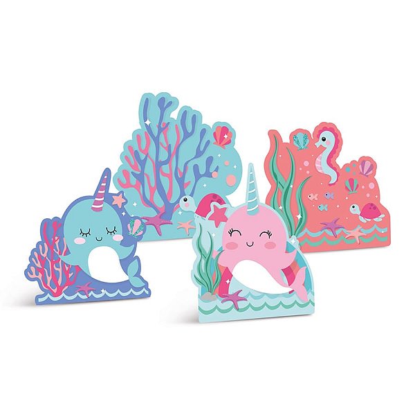 Silhueta Decorativa De Mesa Narval Jogo com 4 Un