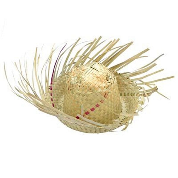 Kit com 10 Chapéus de Palha Caipira Desfiado