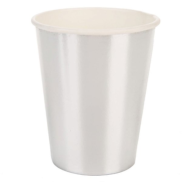 Copo de Papel 270ml Liso Prata - 10 Un