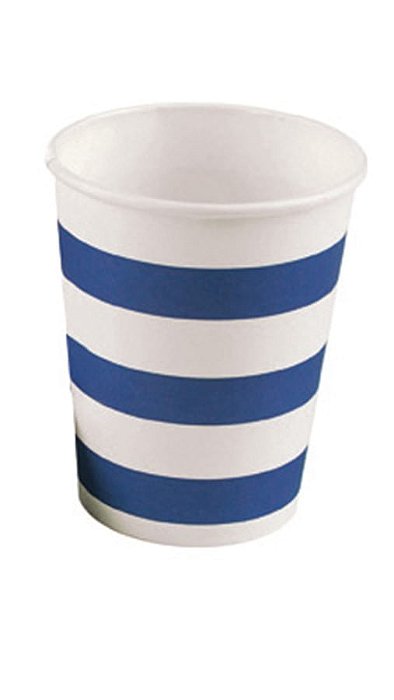 Copo de Papel 270ml Listrado Azul - 10 Un