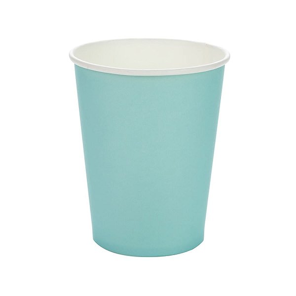 Copo de Papel 270ml Liso Azul Piscina - 10 Un
