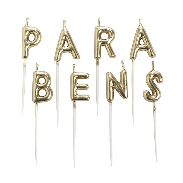 Vela Parabens Dourada - 8 Un