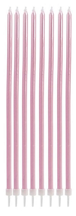 Vela Palito Gigante Metalizada Rosa - 8 Un