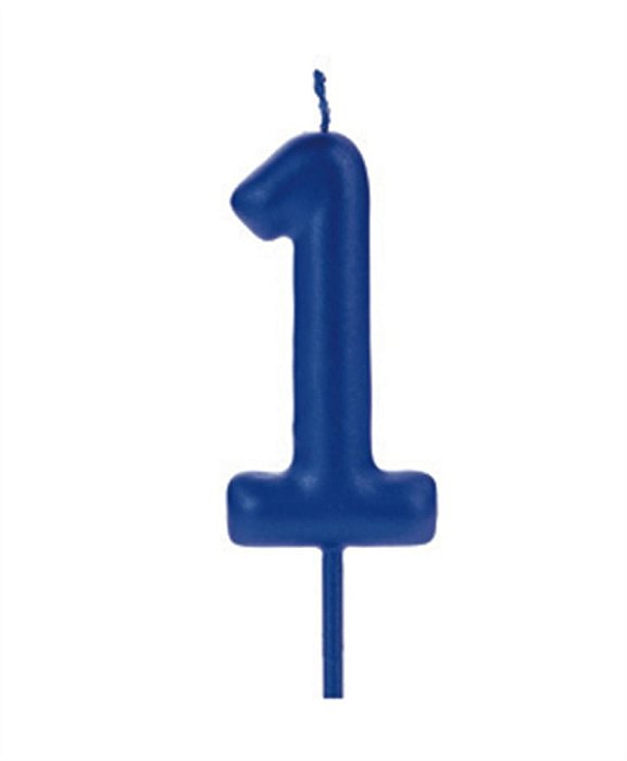 Vela Big Metalizada 8,5cm Azul Nº 1