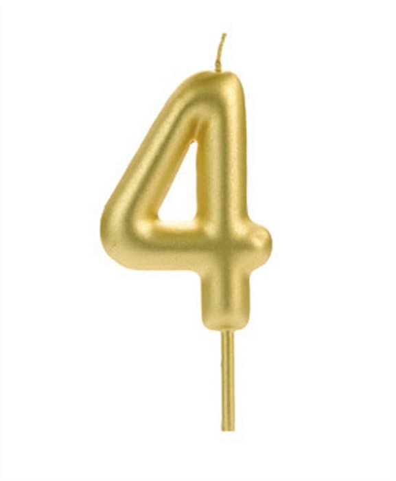 Vela Big Metalizada 8,5cm Dourada Nº 4