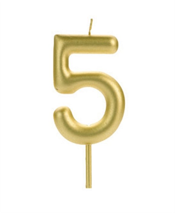 Vela Big Metalizada 8,5cm Dourada Nº 5