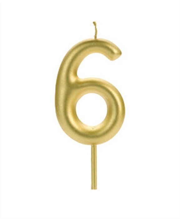 Vela Big Metalizada 8,5cm Dourada Nº 6