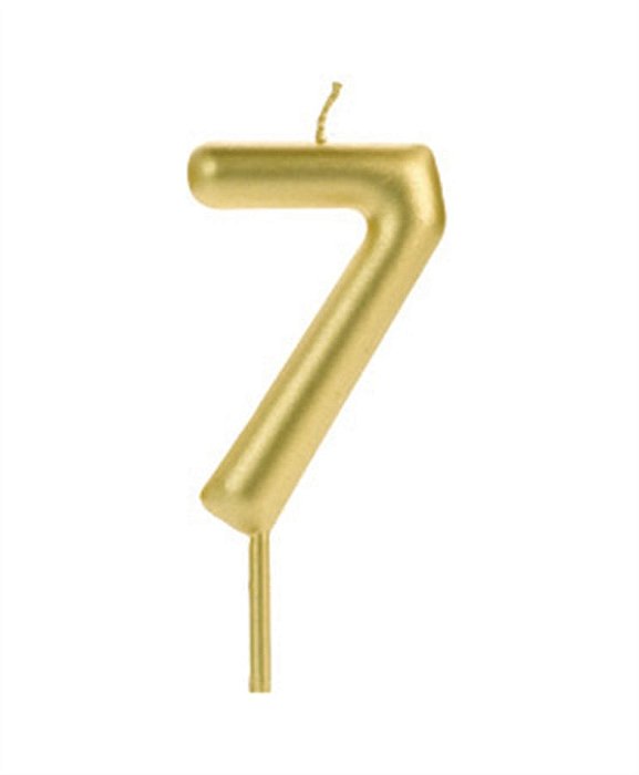 Vela Big Metalizada 8,5cm Dourada Nº 7