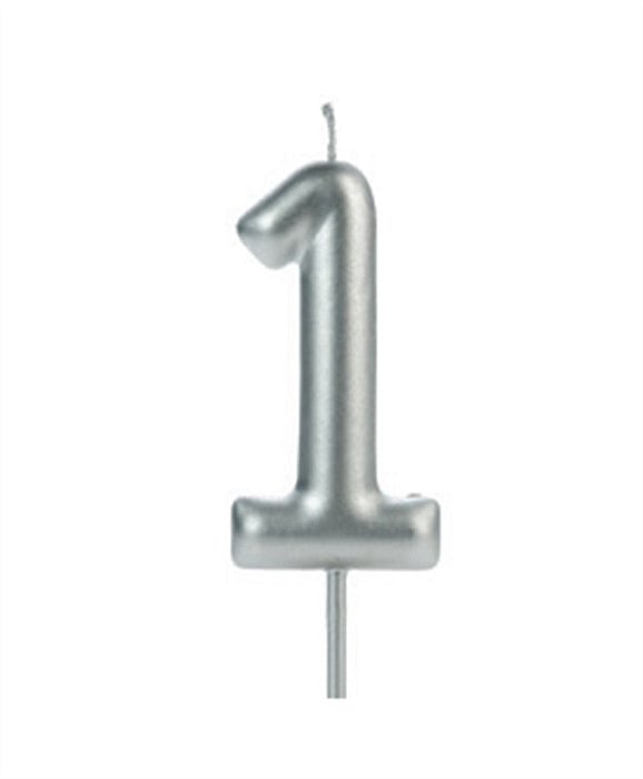 Vela Big Metalizada 8,5cm Prata Nº 1