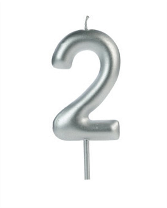 Vela Big Metalizada 8,5cm Prata Nº 2