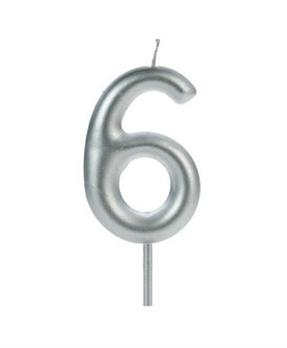 Vela Big Metalizada 8,5cm Prata Nº 6