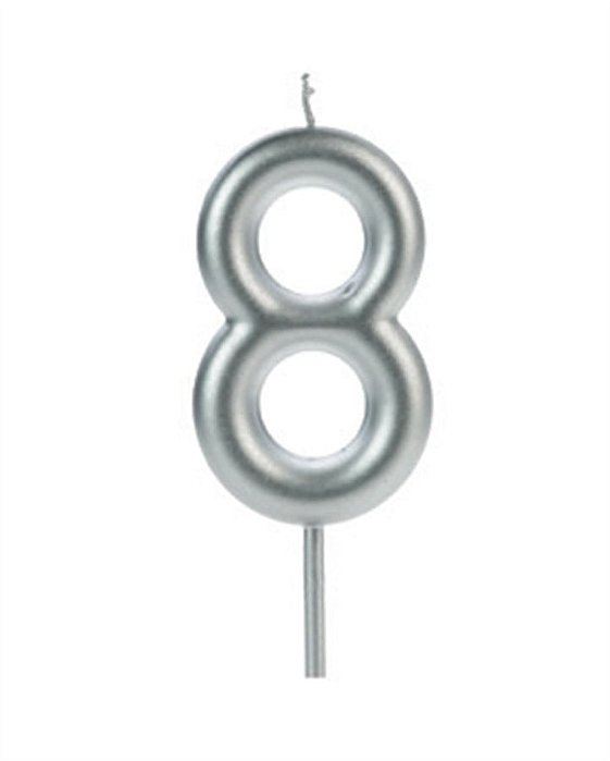 Vela Big Metalizada 8,5cm Prata Nº 8