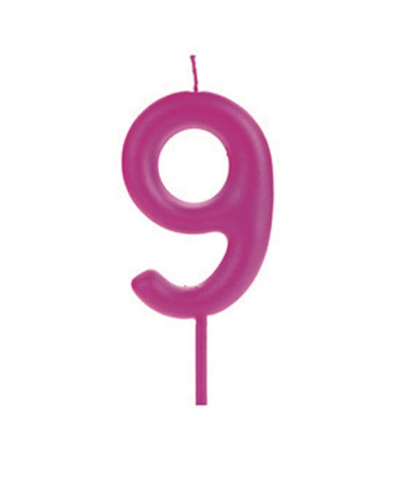 Vela Big Metalizada 8,5cm Rosa Nº 9