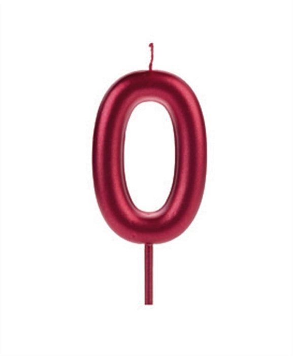 Vela Big Metalizada 8,5cm Vermelha Nº 0