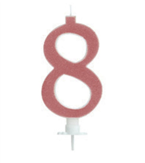 Vela Grande Glitter Rosê Número 8