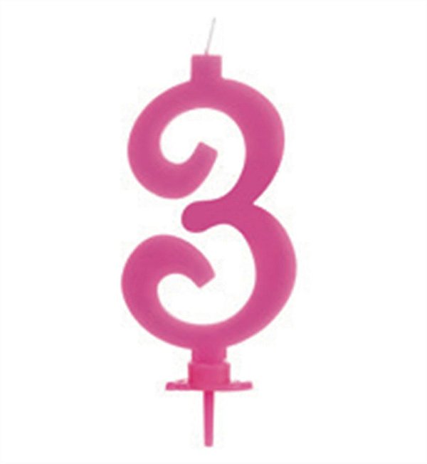 Vela Grande Rosa Número 3