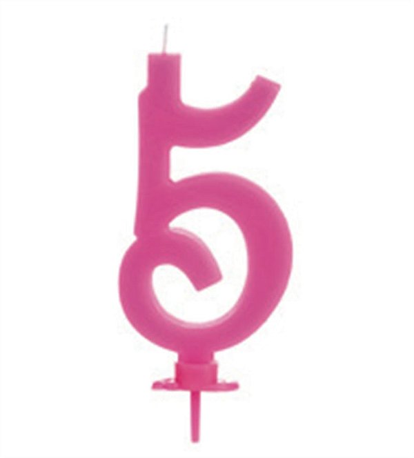 Vela Grande Rosa Número 5