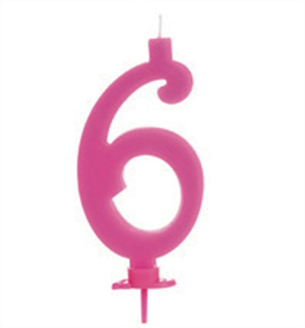 Vela Grande Rosa Número 6