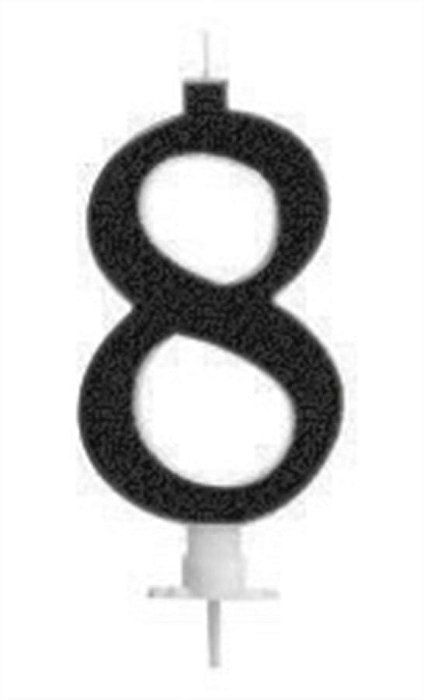 Vela Grande Glitter Preta Número 8