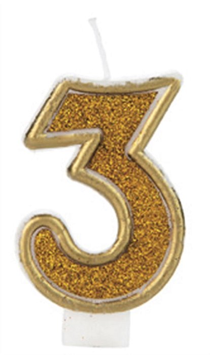 Vela Glitter Basic Dourada Número 3