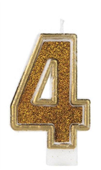 Vela Glitter Basic Dourada Número 4