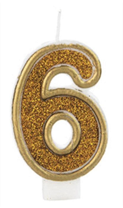 Vela Glitter Basic Dourada Número 6