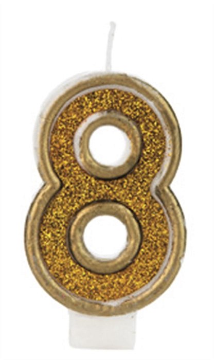 Vela Glitter Basic Dourada Número 8