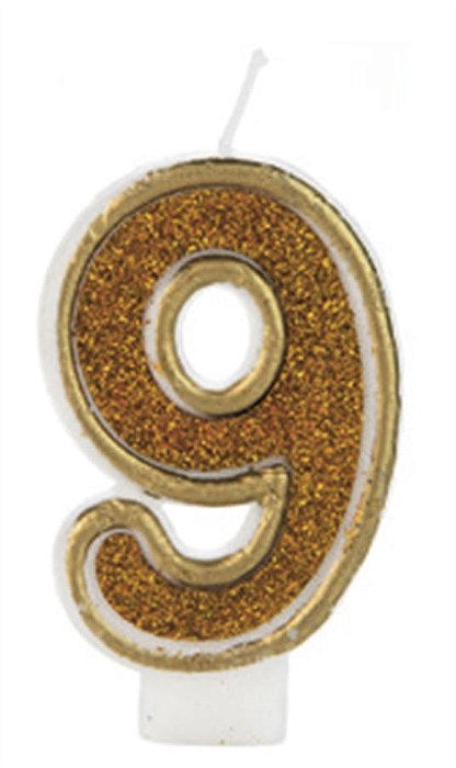 Vela Glitter Basic Dourada Número 9