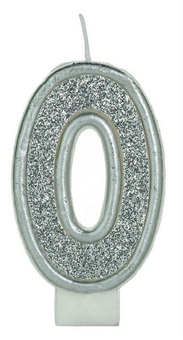Vela Glitter Basic Prata Número 0