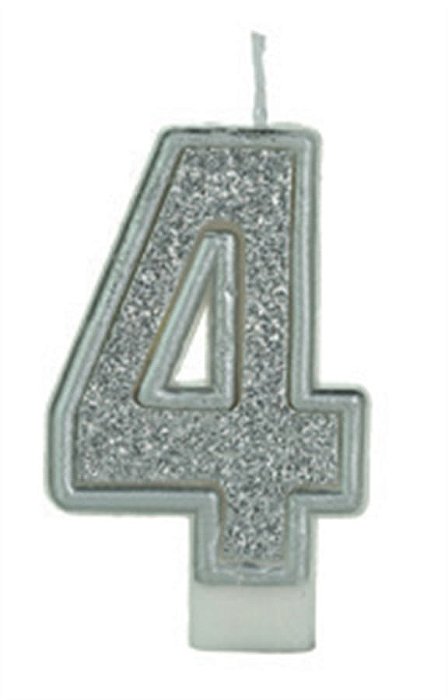 Vela Glitter Basic Prata Número 4