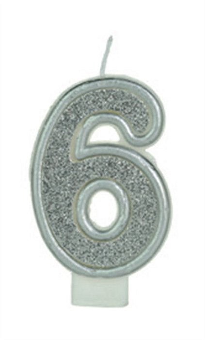 Vela Glitter Basic Prata Número 6