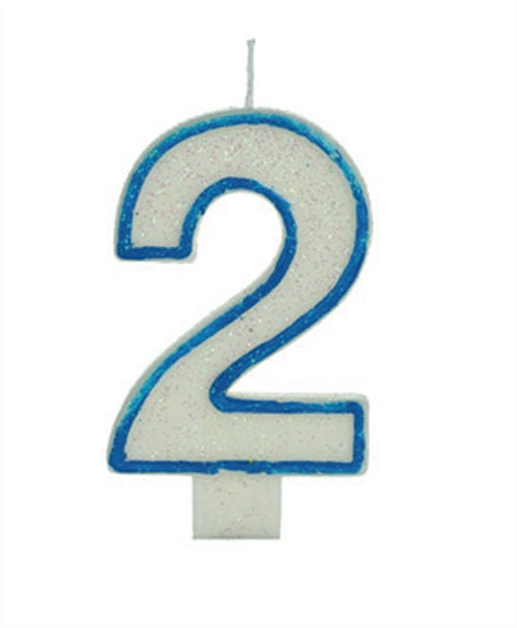 Vela Big Glitter Borda Azul Número 2