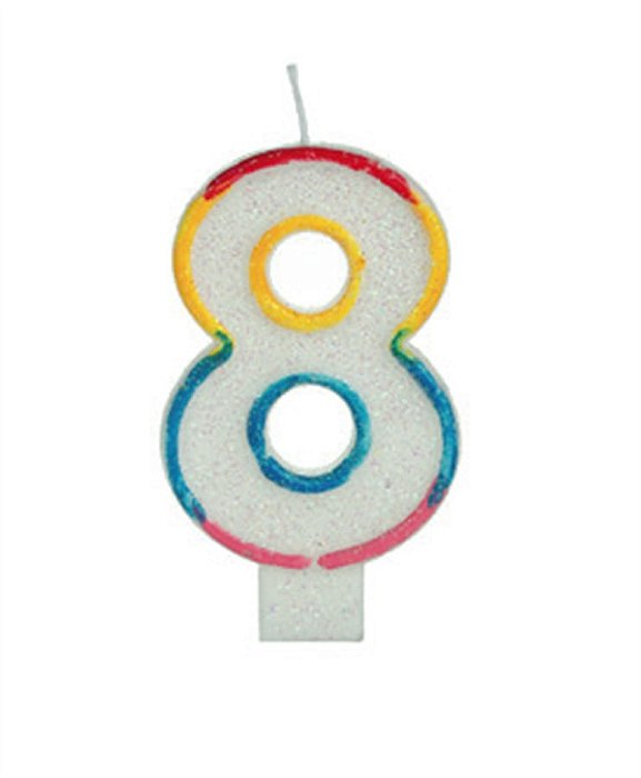 Vela Big Glitter Borda Colorida Número 8
