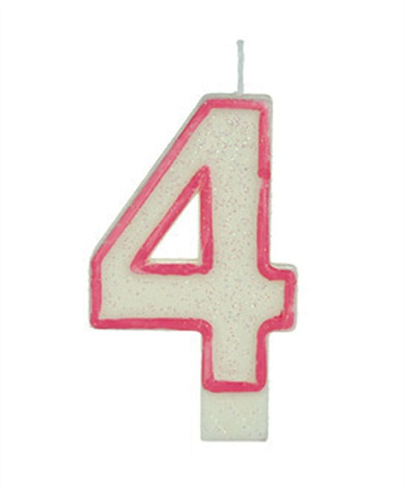 Vela Big Glitter Borda Rosa Número 4