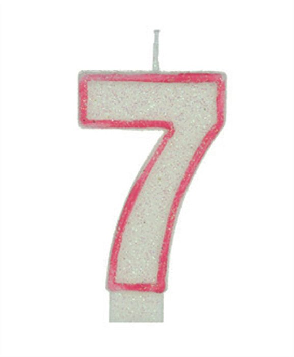 Vela Big Glitter Borda Rosa Número 7