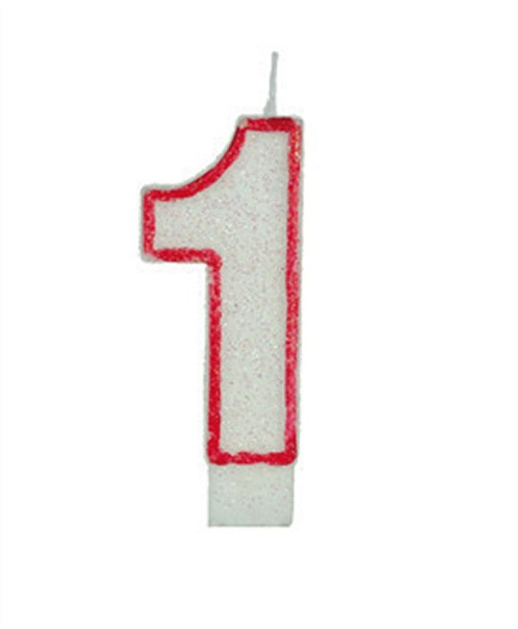 Vela Big Glitter Borda Vermelha Número 1