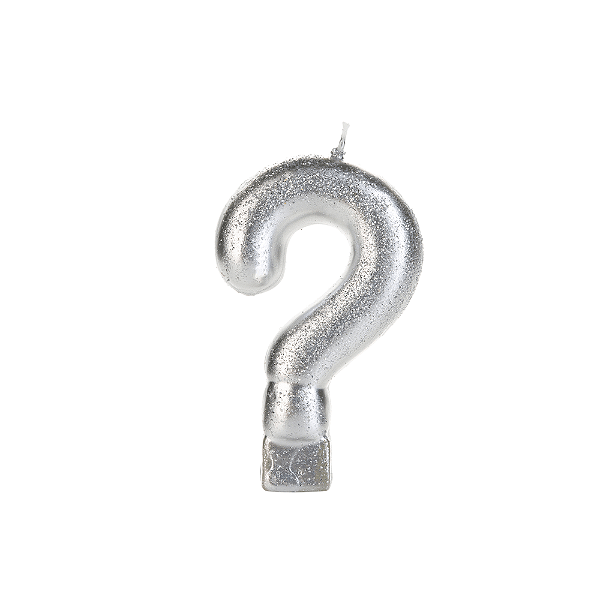 Vela Prateada Glitter Interrogação