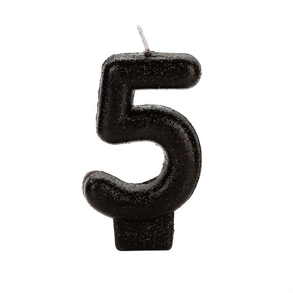 Vela Preta Glitter Número 5