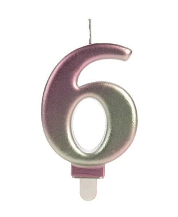 Vela Wave Rosa e Dourada Número 6