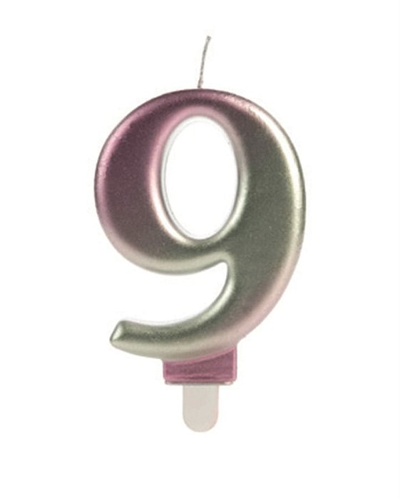 Vela Wave Rosa e Dourada Número 9