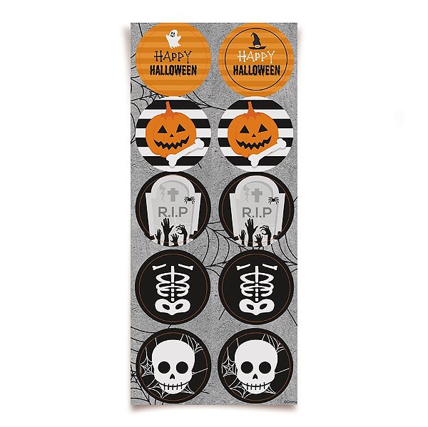 Adesivo Redondo Halloween R.I.P - 30 Un