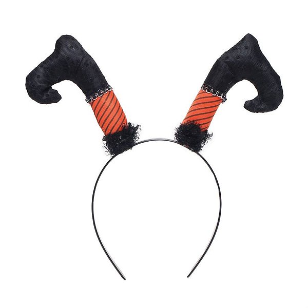 Tiara Pernas de Bruxa Preto e Laranja