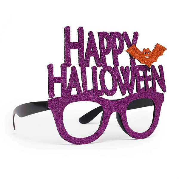 Óculos Happy Halloween com Morcego Roxa 12,5X15,5X14,5