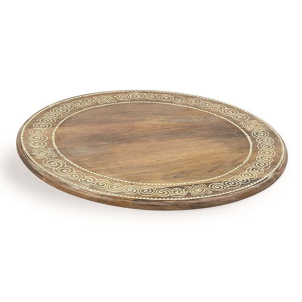 Bandeja em Madeira Redonda Natural - G 41x41x6