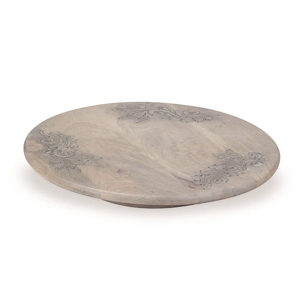 Bandeja Redonda Cinza - M 41x41x6cm